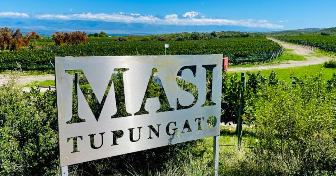 Argentina Wine: Masi Tupungato sign in front of Mendoza Argentina Wineries